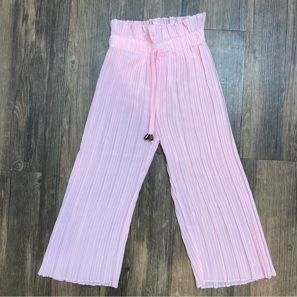 Girls Pleated Wide Leg Pink Pant Size 3 -4 - Picture 1 of 9
